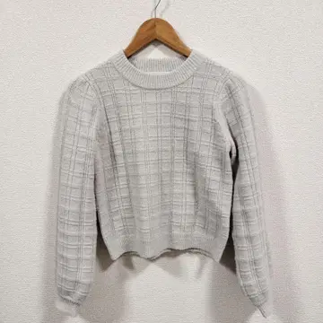 라메 믹스 체크 무늬 긴팔 니트