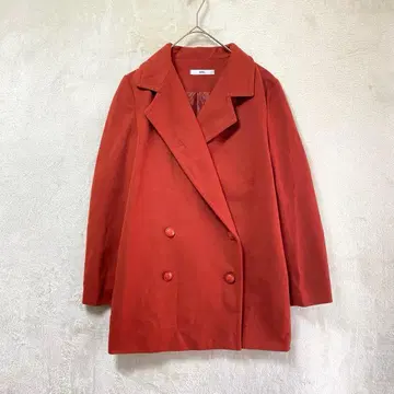 GRL/코트/미들 기장/더블 레스트/테일러드 칼라/빨간색/크리스마스/M