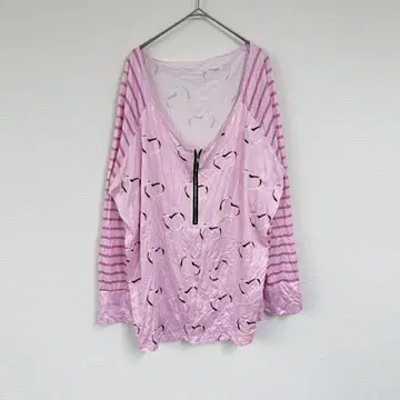 핑크 [ 4XL ] 하트 무늬 긴팔 상의 캐주얼 데일리 봄/가을