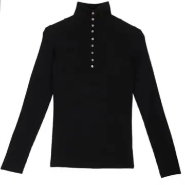 UND 하이넥 버튼 니트 탑