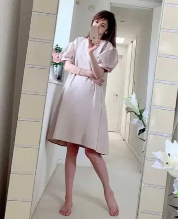 셀포드 완판 미카 콜라보 소매 쉬폰 원피스 미사용 새상품 택 포함