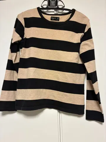 agnis b. 스트라이프 긴팔 T셔츠 굵은 보더 아그네스 베