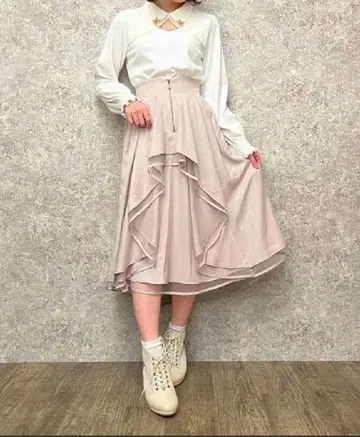 axes femme 프론트 지퍼 언밸런스 스커트 핑크