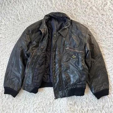 유로 구제 의류 천연 가죽 가죽 자켓 80s 90s riri 지퍼 빈티지