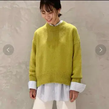 GALERIE VIE 파인 울 크루넥 풀오버 라이트 그린