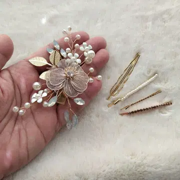 꽃과 잎 디자인 헤어핀 세트