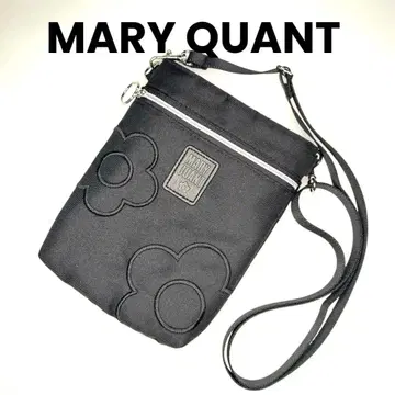 MARY QUANT 스마트폰 숄더백 플라워 엠보싱 블랙 사코슈