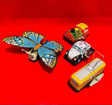 양철 완구 레트로 기차 경찰차 기차 나비 4종 세트