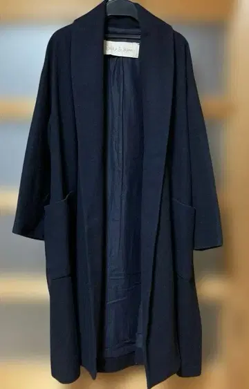 아틀리에 드 사봉 캐시미어 혼방 숄카라 코트 네이비