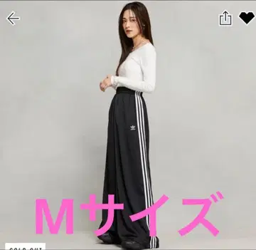 adidas 새틴 블랙 와이드 팬츠 M 사이즈