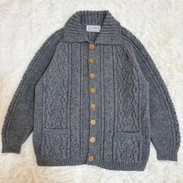 레어 인버아란 3A 가디건 브라운 택 케이블 니트 스코틀랜드