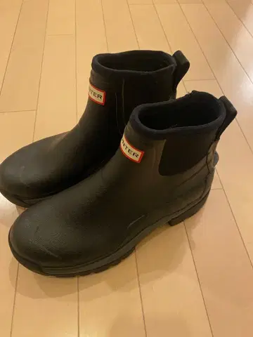 HUNTER 블랙 숏 레인부츠 25cm