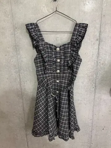 Honey Cinnamon 허니 시나몬 체크 오버롤 스커트