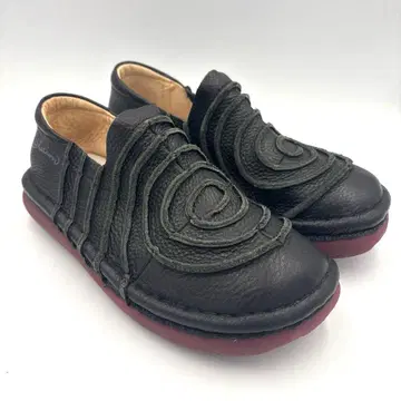 미사용 에스타시온 우즈마키 슬립온 [ L ] 24cm 블랙 가죽