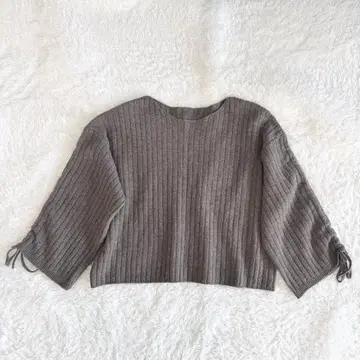 [노블] 새상품급 캐시미어 혼방 리본 슬리브 숏 니트 FREE 브라운