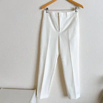 23구 택 포함 슬림 센터 프레스 슬랙스 스트레치 40 화이트