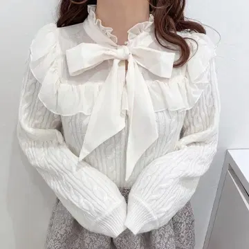 evelyn 쉬폰 리본 니트 LS 양산형