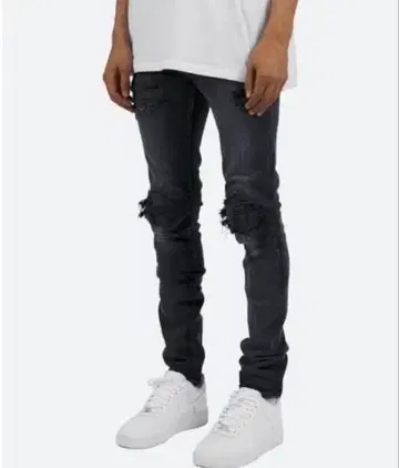 데미지 가공 스키니 데님 다크 그레이