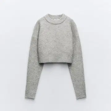 미사용 새상품 ZARA 자라 크롭 니트 스웨터 상의 그레이