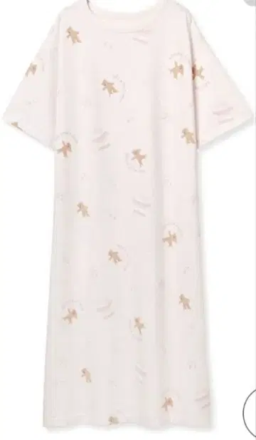 젤라피케 워싱 베어 패턴 원피스 반팔