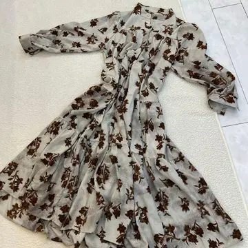 플로럴 프린트 긴팔 셔츠 원피스