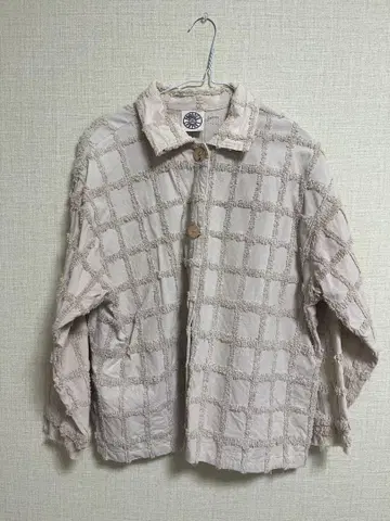 [ 구제 의류 ] 베이지 체크 무늬 긴팔 셔츠