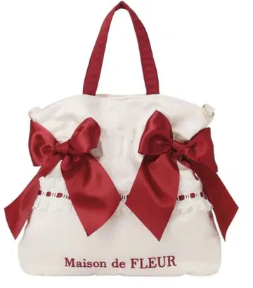 메종 드 플뢰르 가토 프레즈 더블 리본 2Way 토트 백 케이크 레드