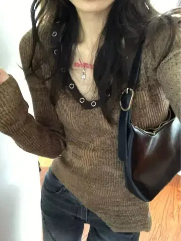 y2k 타이트 니트 그런지 롱T