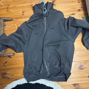 LA 로고 자수 그레이 풀 집업 후드티