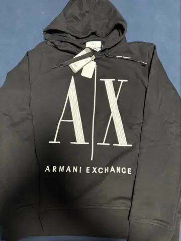 Armani Exchange 블랙 후드 부착 트레이닝복