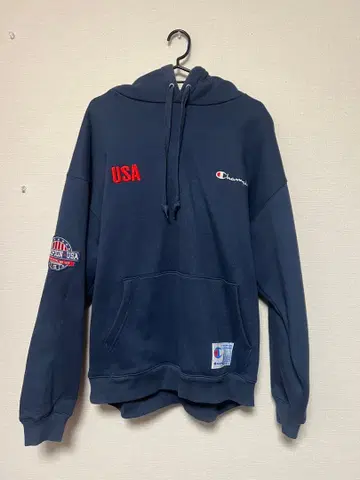 Champion USA 로고 후드티 콘 후드