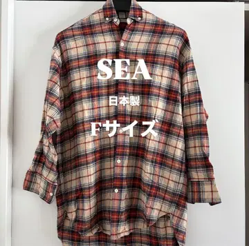SEA 일본제 코튼 체크 셔츠 버튼 다운 남성용 F 사이즈 상당