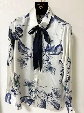 ZARA 플라워 프린트 보타이 블라우스 M