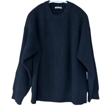 AURALEE 블랙 리브 스웨터 긴팔