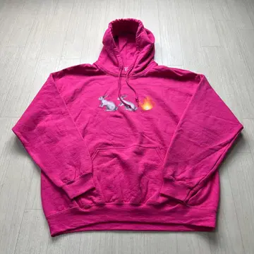 FR2 토끼 파이어 디자인 소매 자수 로고 후드티