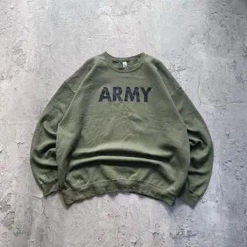 길단 ARMY US 밀리터리 프린트 맨투맨 XL 사이즈 그린