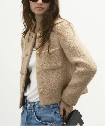 완판 두이엠 클래스 트위드 블레이저 베이지 라빠르망 트위드 자켓