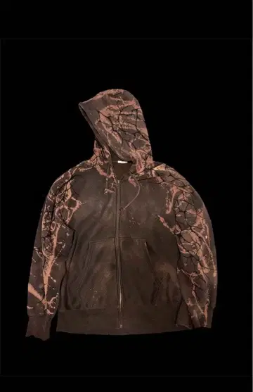 리메이크 풀 집업 후드티 블리치 가공