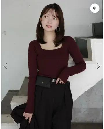 anuans 실크 캐시미어 블렌드 데콜테 리브 니트