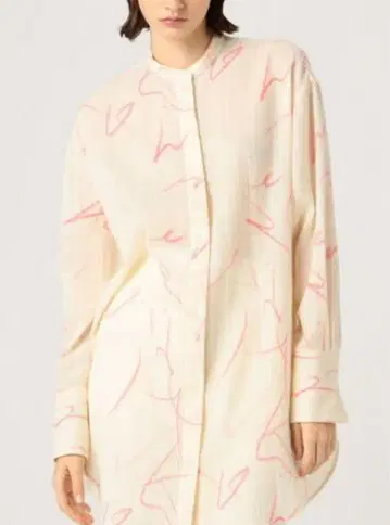 데프레 추상 라인 프린트 튜닉 셔츠