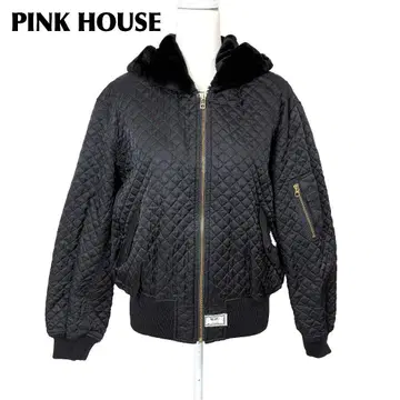 [ 새상품급 ] PINK HOUSE 퀼팅 블루종 집업 블랙 로고