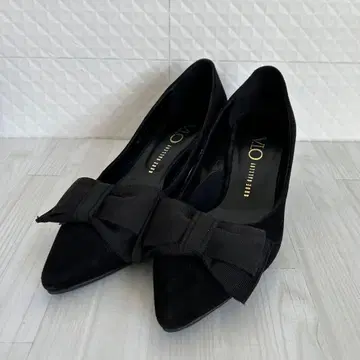 OTA 펌프스 리본 스웨이드 블랙 스틸레토 23cm