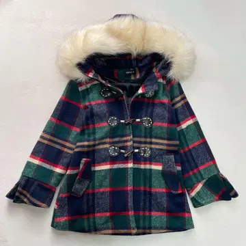 y2k [스피가] 더플 코트 타탄 체크 에코 퍼 포함