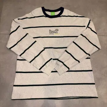 HUF 긴팔 스트라이프 티셔츠 그레이/그린