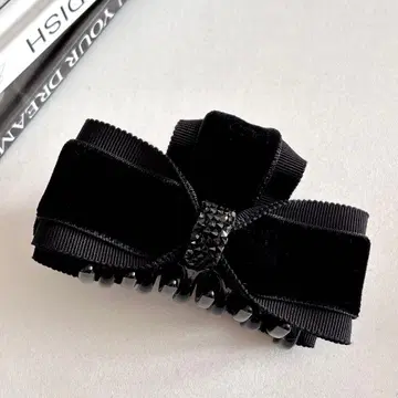 벨벳 리본 바나나 클립 목마 리본 일본제 리본 클립 블랙 비쥬