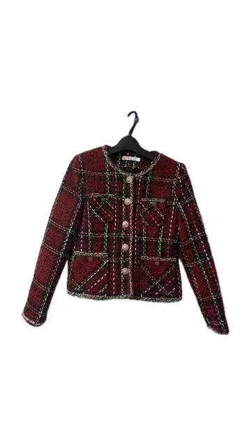 빨검 체크 트위드 자켓