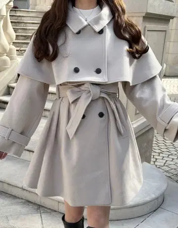 GRL 2way 케이프 세트 코트 [ze782] 아이보리 1개