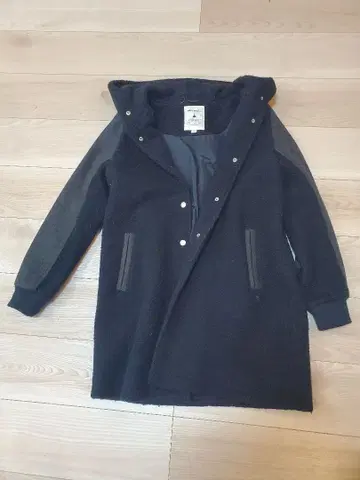 niko and - 후드 부착 블랙 울 혼방 자켓