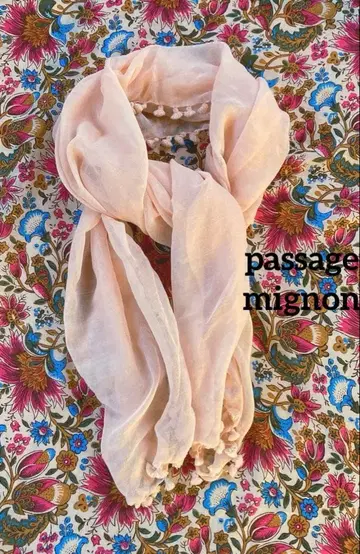 [ passage mignon ] 살몬 핑크 프린지 부착 스톨