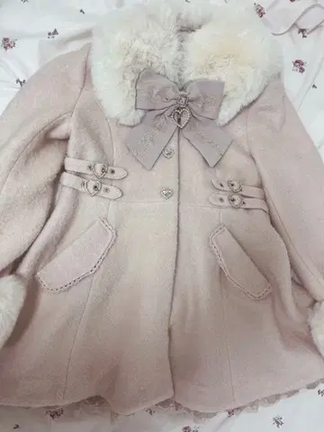 LIZLISA 비쥬 리본 미니 A라인 코트 핑크